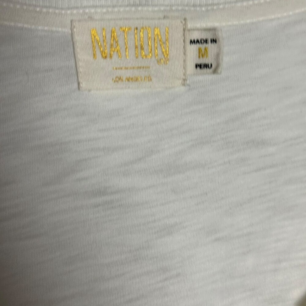 Nation Ltd Zella Puff sleeve tee vanilla slub knit size Medium - Picture 4 of 8